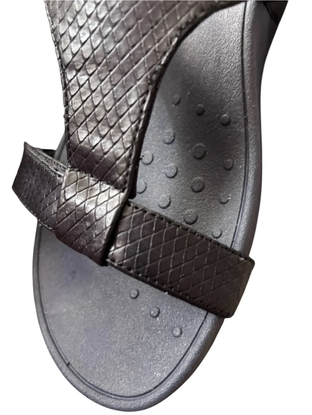Vionic Ellie Navy Adjustable Wedge Slide Sandals Orthotic Size 9